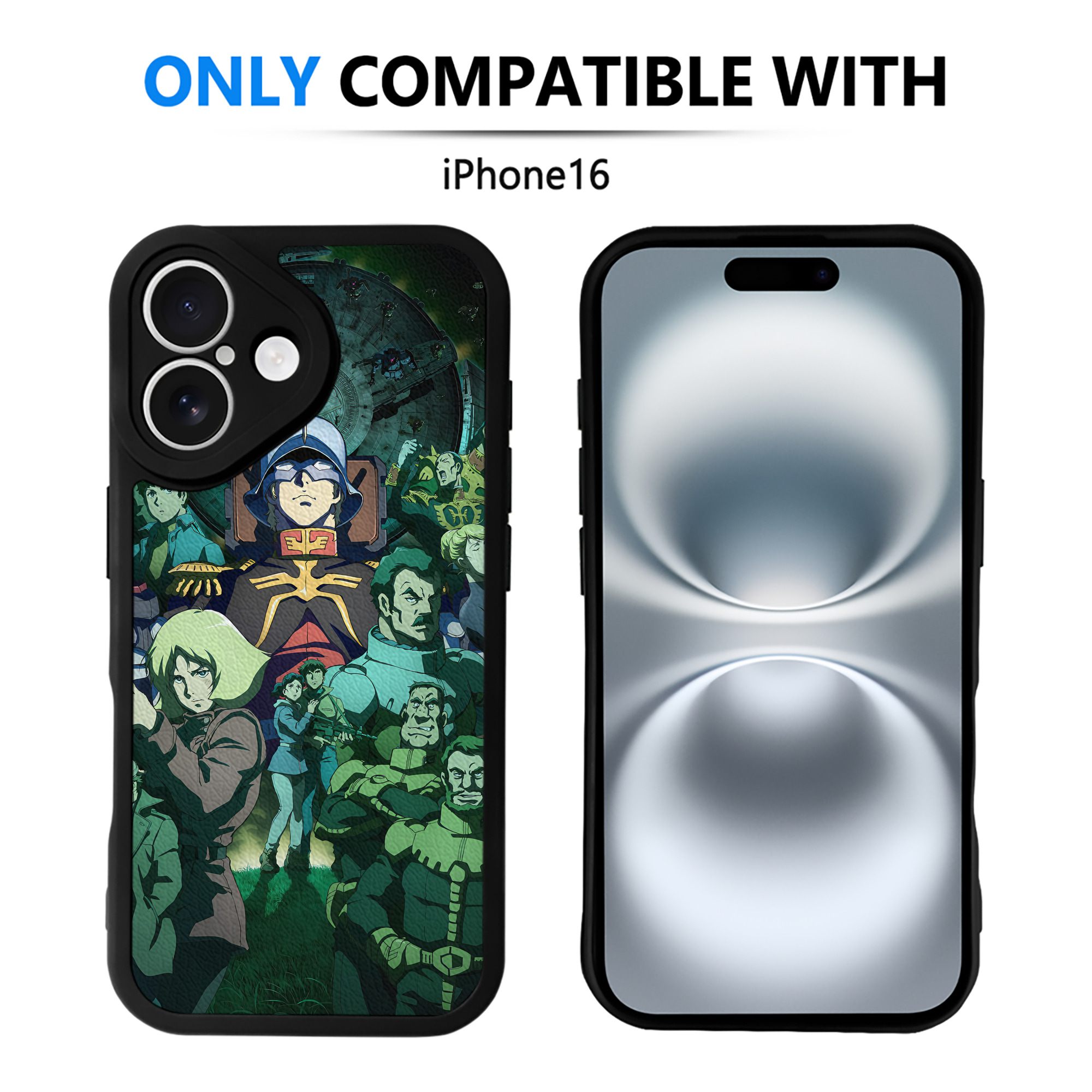 （画像用） 機動戦士ガンダム Mobile Suit Gundam 【iPhone 16シリーズ対応】シリコンスマホケース（レザー調） 材質：シリコン